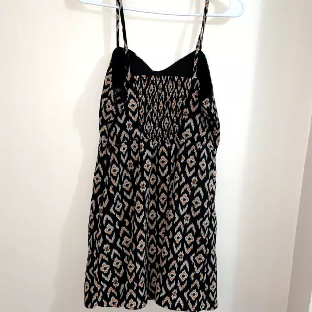 Jessica Simpson Women's M Skater Dress Sundress Porter Black Batik Print Boho 2