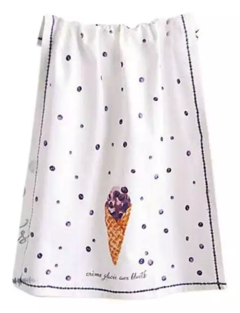 Anthropologie Ice Cream Cooler Dishtowel Cotton Embroidered Hostess Mom Gift NWT