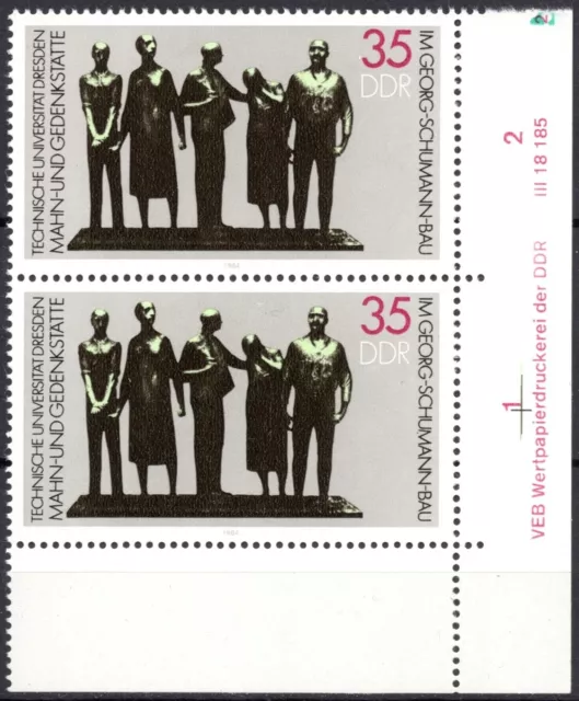 DDR 1984 Mi.Nr. 2897 ** postfrisch Eckrand mit DV Druckvermerk FN 2
