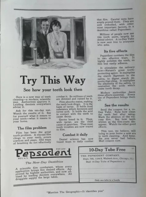 Vintage 1921 Pepsodent Tooth Paste Full Page Original Ad
