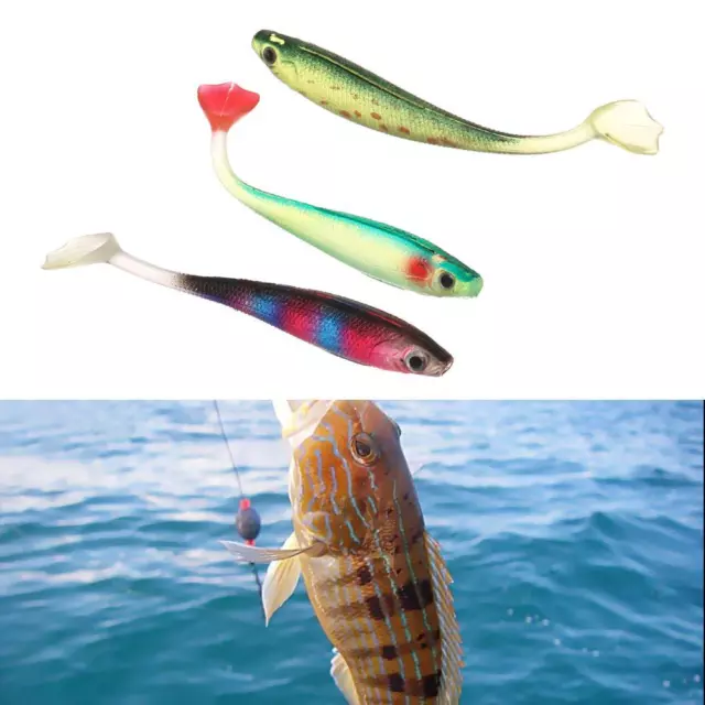 5Pcs/lot Carp Artificial  T Tail Soft Bait Worm Fishing Lures Silicone Swimbait