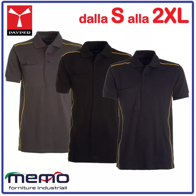 POLO UOMO MEZZA MANICA corta maglia maglietta PAYPER da lavoro nero blu grigio