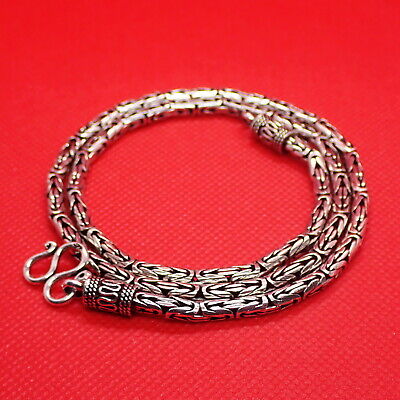 Byzantine Bali Borobudur 925 Sterling Silver Pendant Necklace Chain 4mm 22"54g