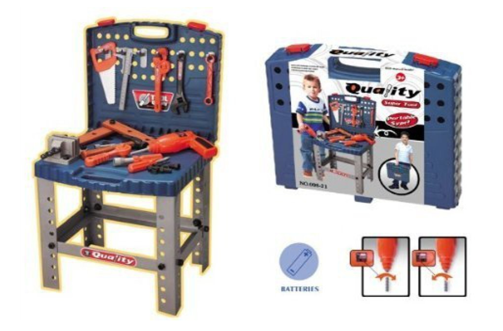 Tool Box Set For Kid Big Pretend Workshop Work Bench Little