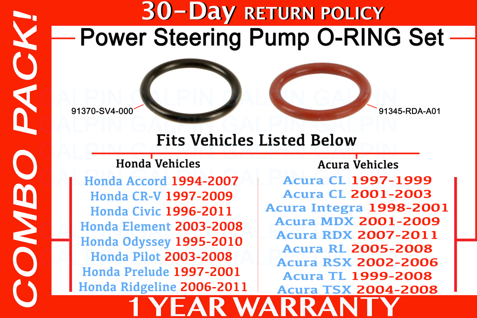 NEW GENUINE HONDA Power Steering Pump O Ring Set With 2 Bottles Honda