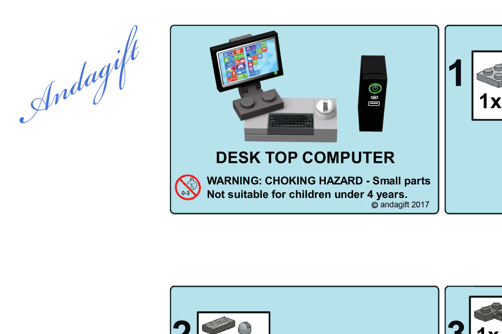 Lego 2 Desktop Computers Pc Wide Screen Monitor Instructions New