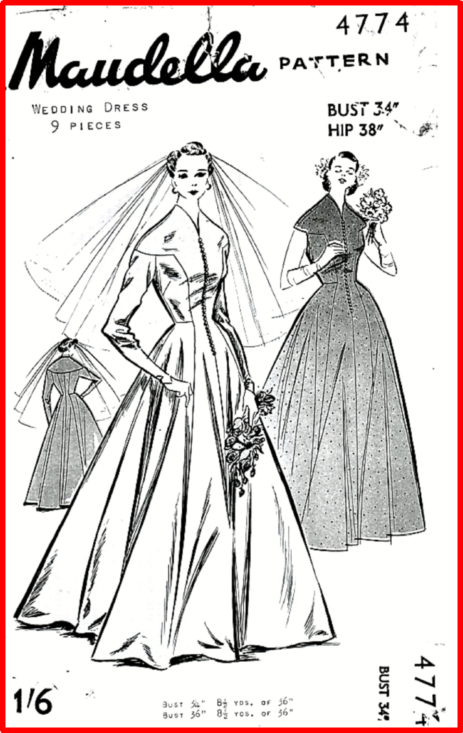 1960 Vintage Sewing Pattern Ballgown Wedding Dress Bridal