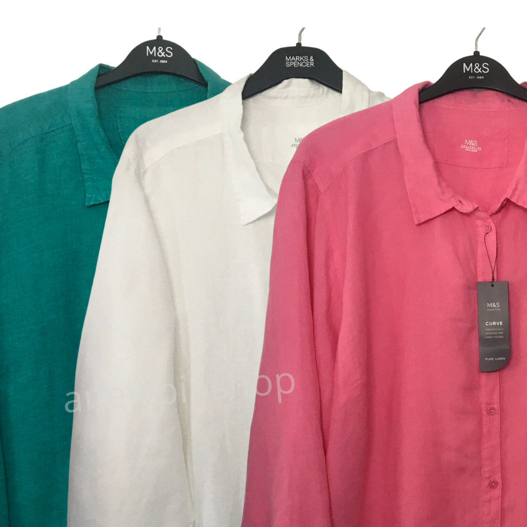M\u0026S ladies Pure linen shirt Blouse size 