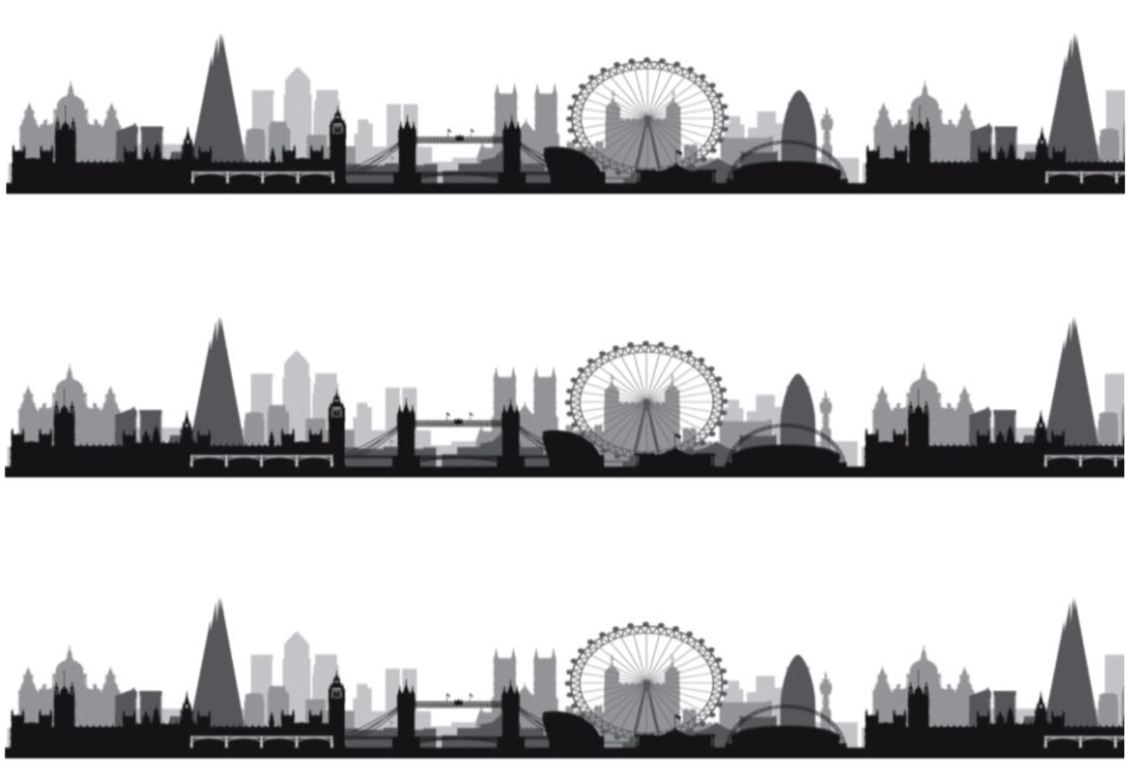London Skyline Silhouette Edible Icing Cake Ribbon Side Strips 3 Strips Gb 7 15 Picclick