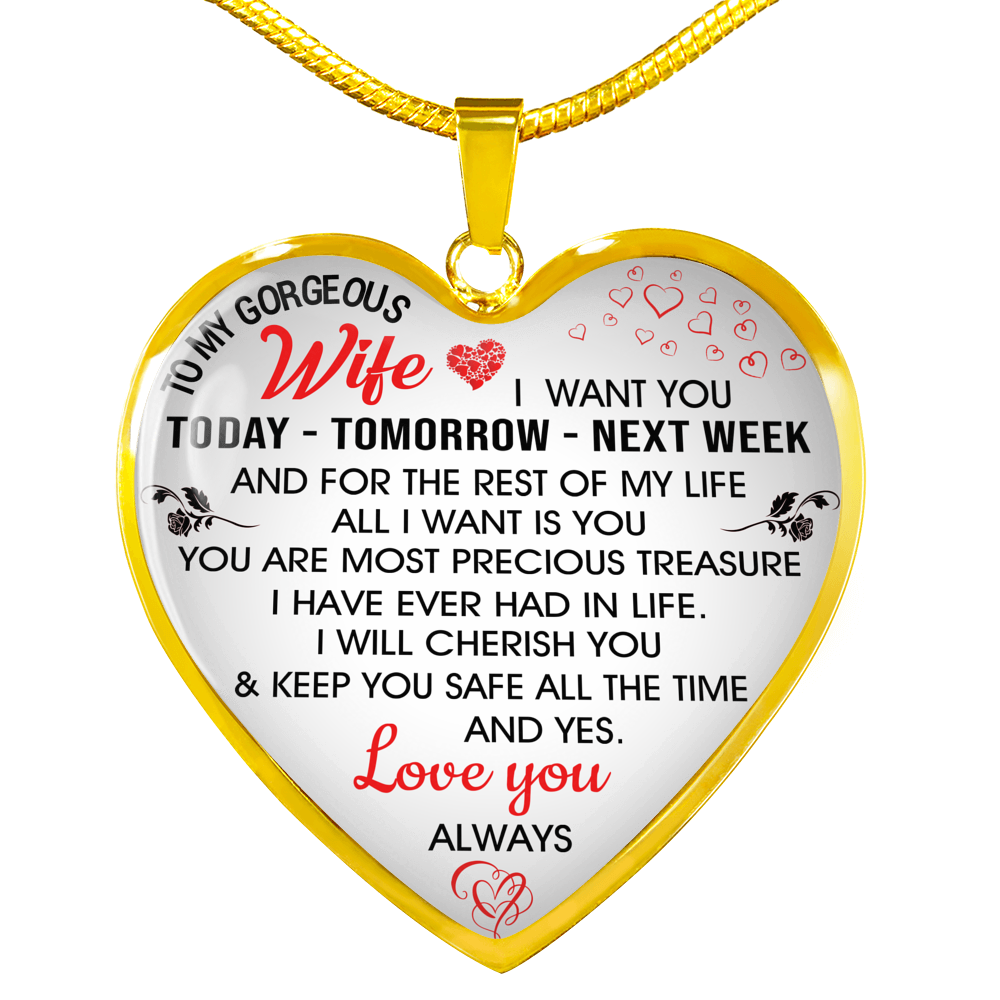 To My Gorgeous Wife Necklace Heart Pendant Gifts Form Husband I Love You Always 28 95 Picclick