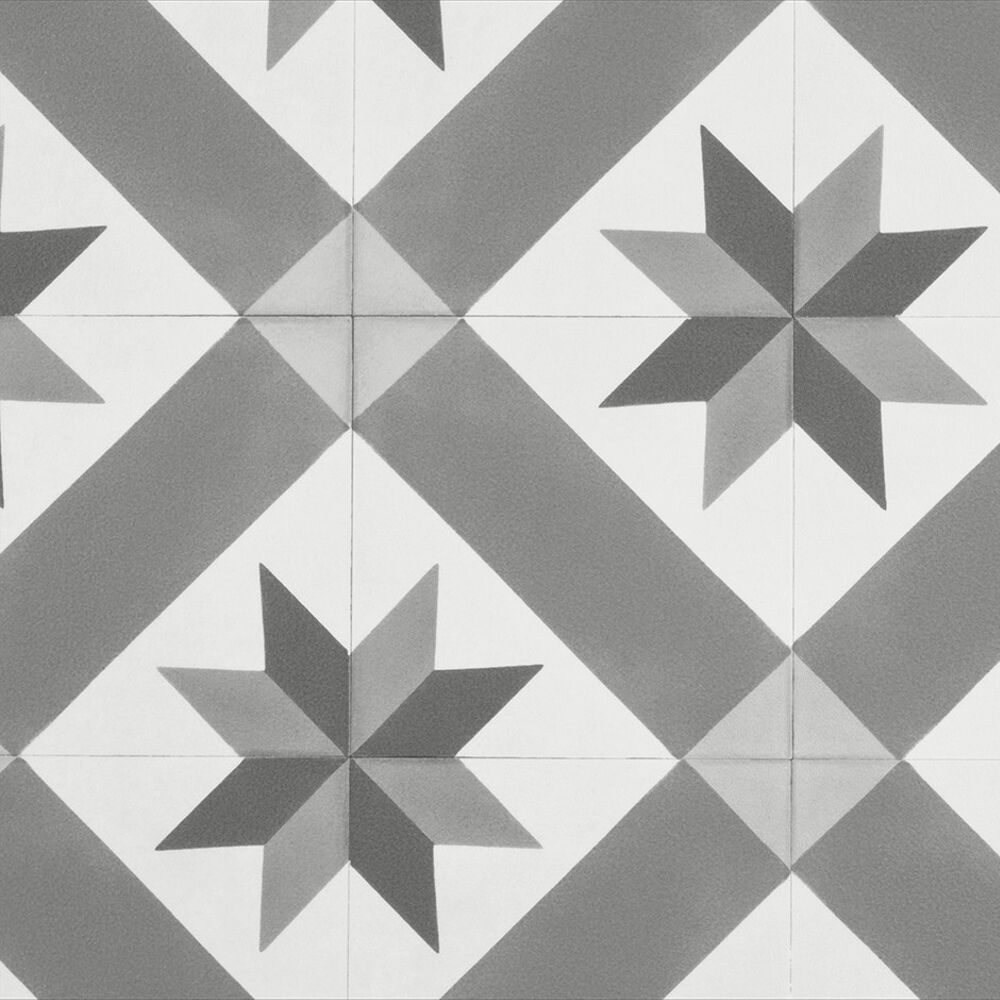 Victorian Tile Effect Cushion Sheet Vinyl Flooring Grey Kitchen