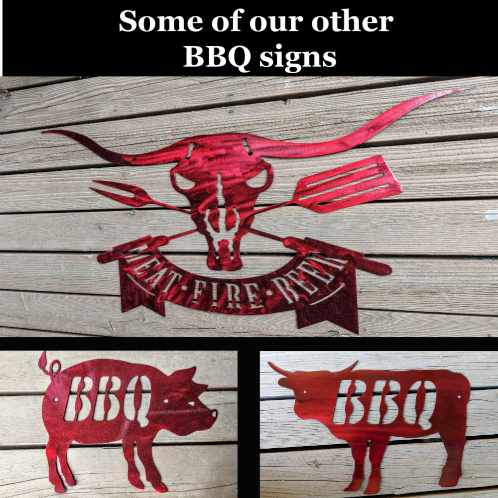 Home Decor Plaques Signs Metal Bbq Pig Grilling Man Cave Sign