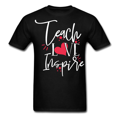 Teach Love Inspire Teacher Teaching School Gift T-Shirt Sweatshirt Hoodie Black 