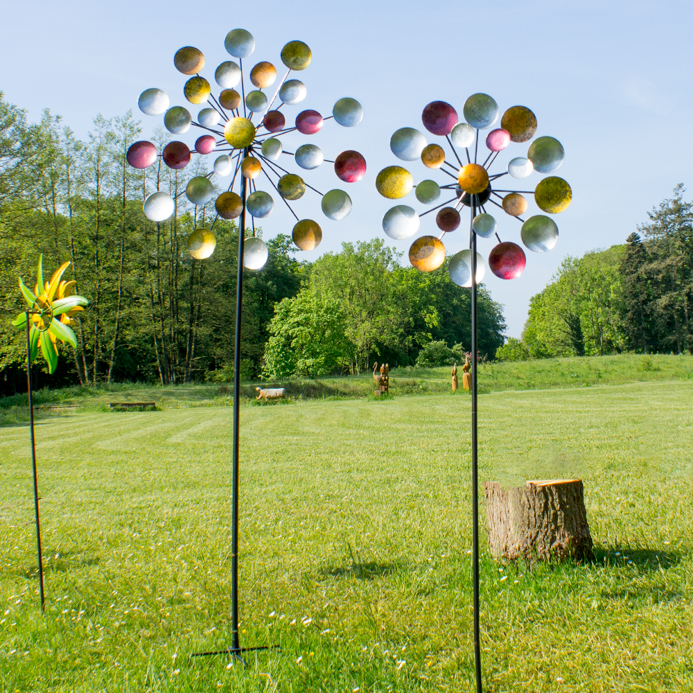 XL WINDRAD GALAXY Metall Windspiel Gartenstecker Deko