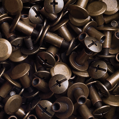 100 Schraubnieten Gürtelschrauben Buchschrauben Chicago Screws messing-antik 5MM