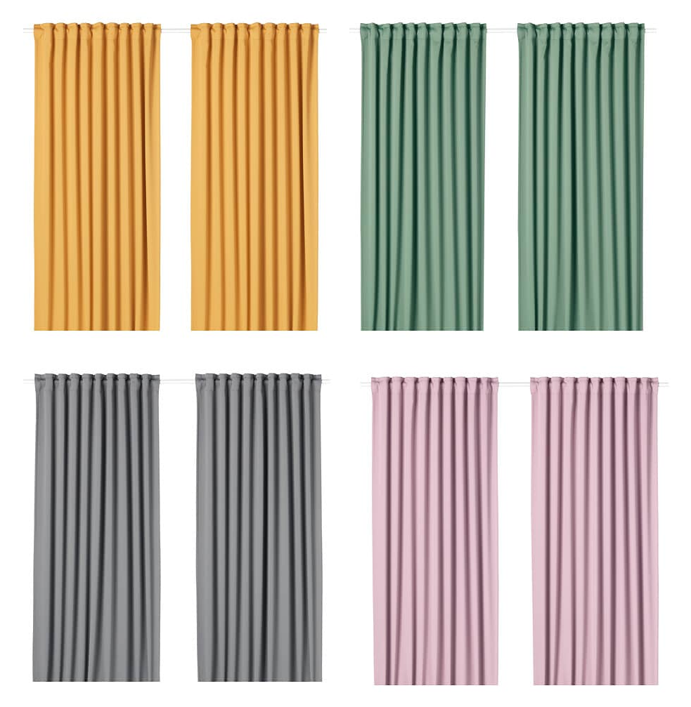Majgull Blockout Curtains Pair L Grey Lilac Orange B Green Grey