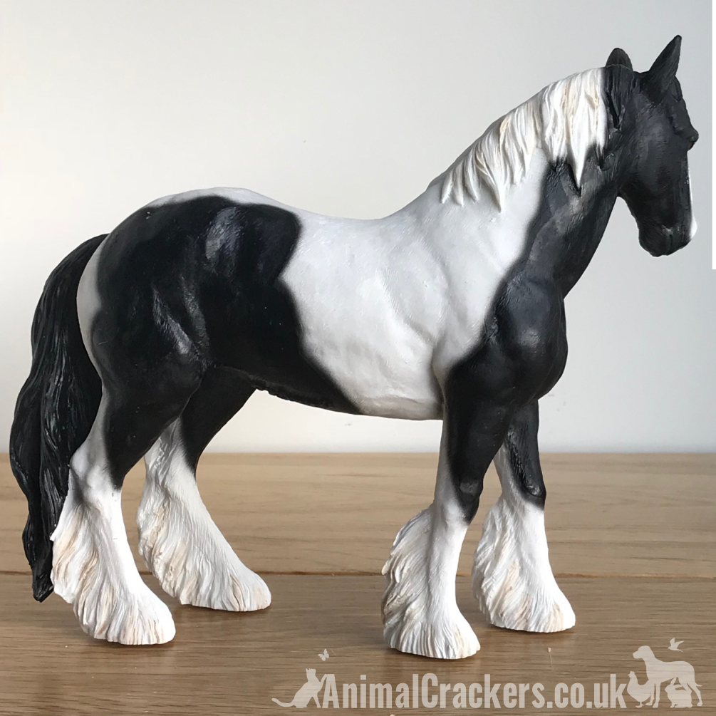 Large Piebald Black & White Cob Ornament Leonardo Horse Pony Gift Boxed 26cm