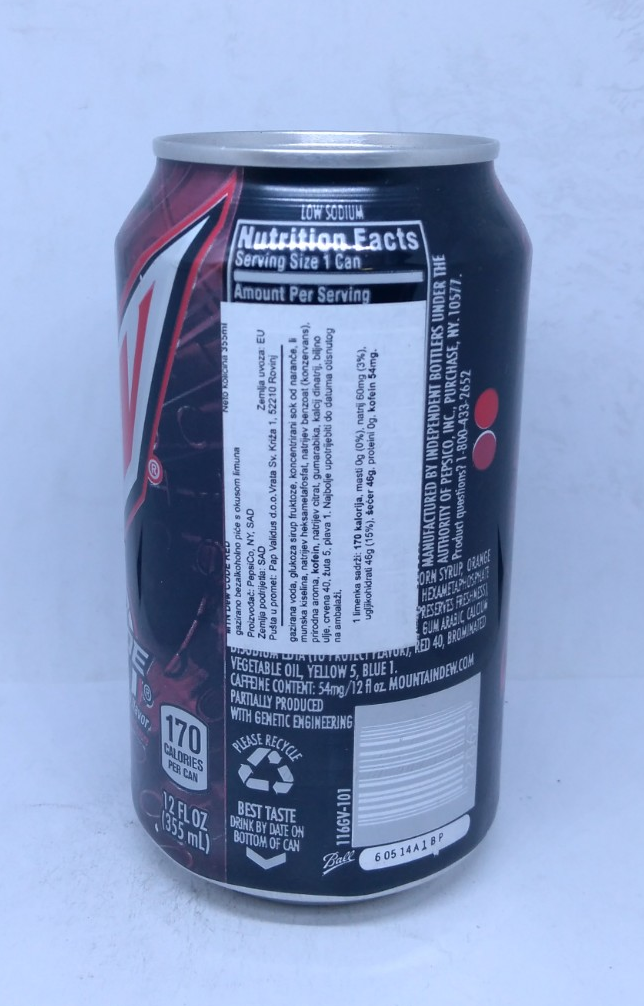 Empty Mountain Dew Code Red Can 355 Ml 12 Fl Oz Bottom Opened Usa 1 66 Picclick