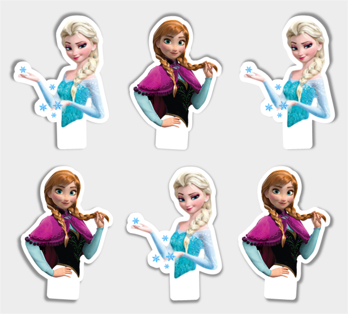 Edible Frozen Princess Elsa & Anna Half Body Cupcake Cake Toppers Wafer 740