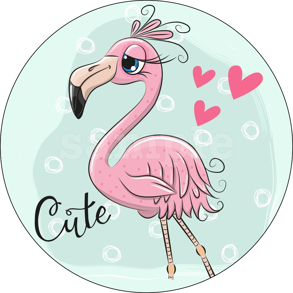 Flamand Rose Oiseau Deco Gateau Disque Azyme Comestible Anniversaire Fete cm