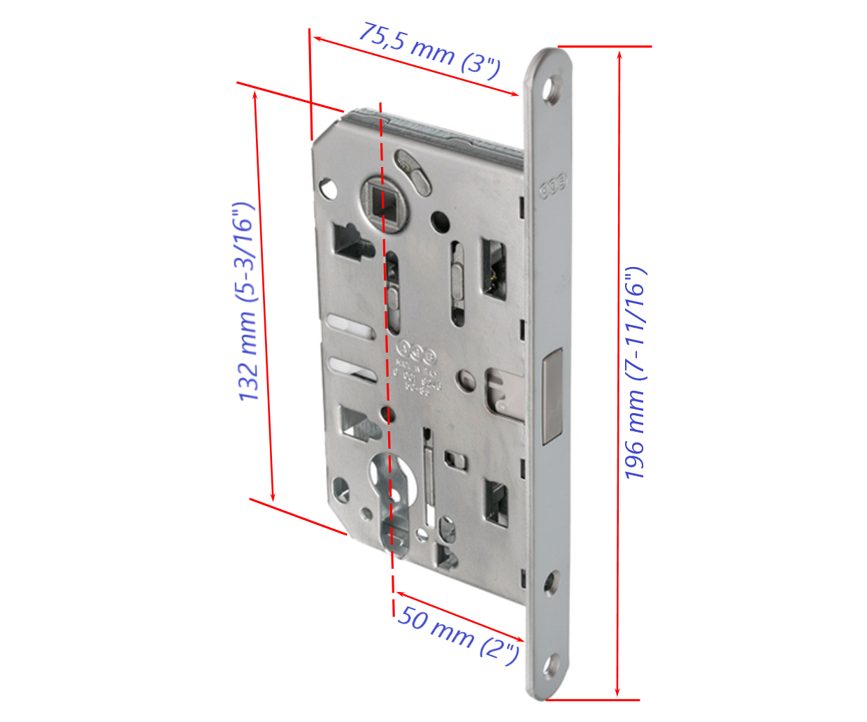 AGB Mediana Polaris Interior Door Silent Magnetic Privacy Lock Polished Nickel