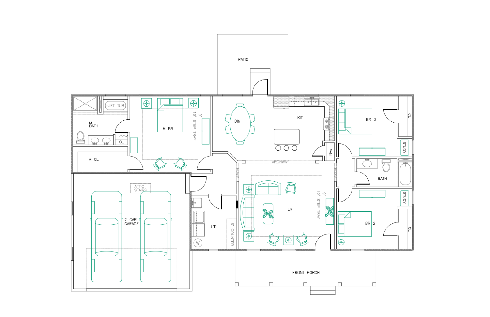 Ranch House Plans 1747 Sf 3 Bed 2 Bath Open Floor Split