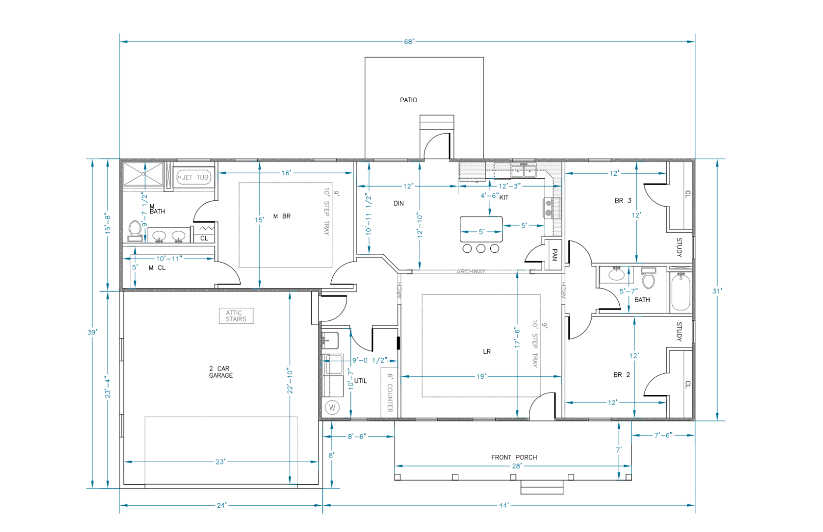 Ranch House Plans 1747 Sf 3 Bed 2 Bath Open Floor Split