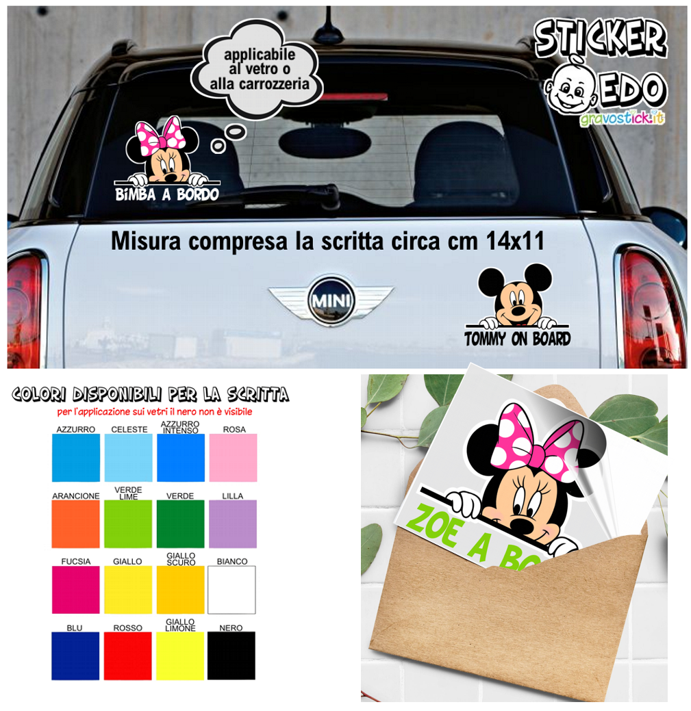 Bimbo bimba beb/è a bordo adesivo auto macchina personalizzato con qualsiasi nome colorato PER ESTERNO