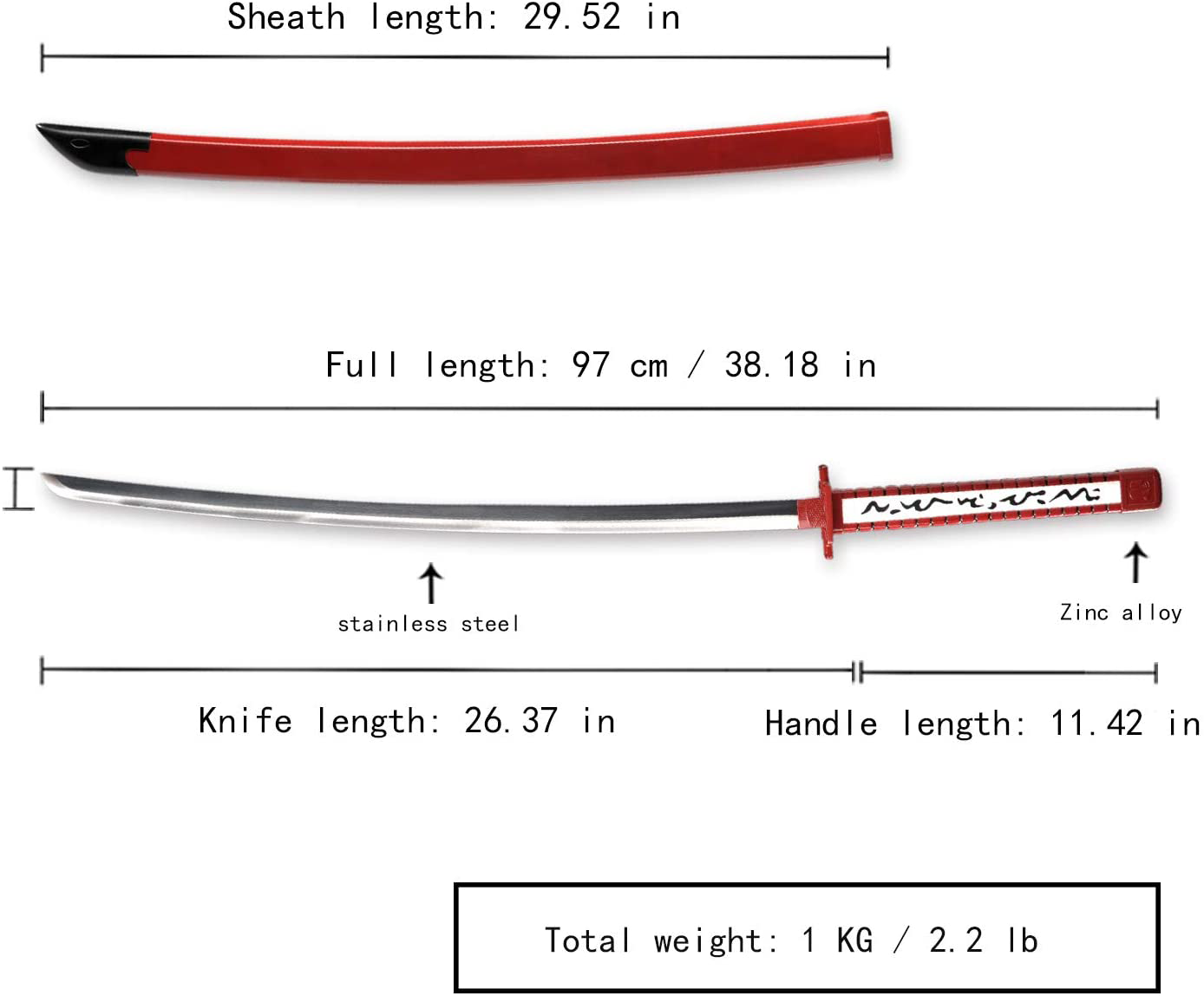 Akame Ga Kill Katana Akame Murasame 38 Stainless Steel Sword Anime Cosplay 99 Picclick