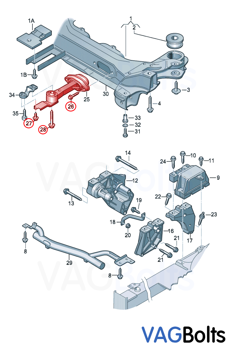 GENUINE VW DOGBONE Lower Gearbox Mount Bolt Kit Golf Mk4 Bora Beetle Audi A3 TT £11.95