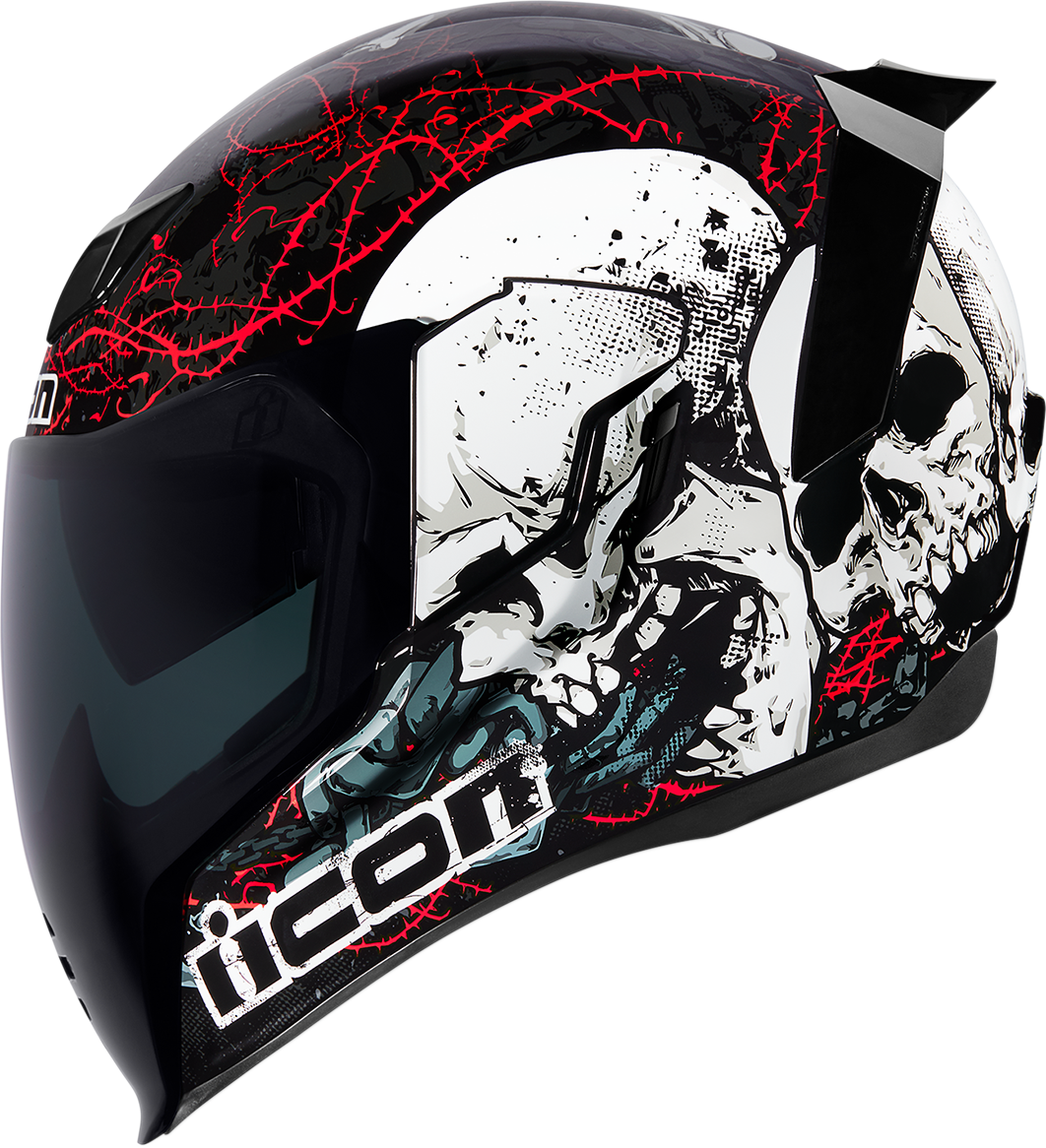 Icon Airflite Black Skull Unisex Fullface Motorcycle Riding Street Racing Helmet 221 73 Picclick Uk