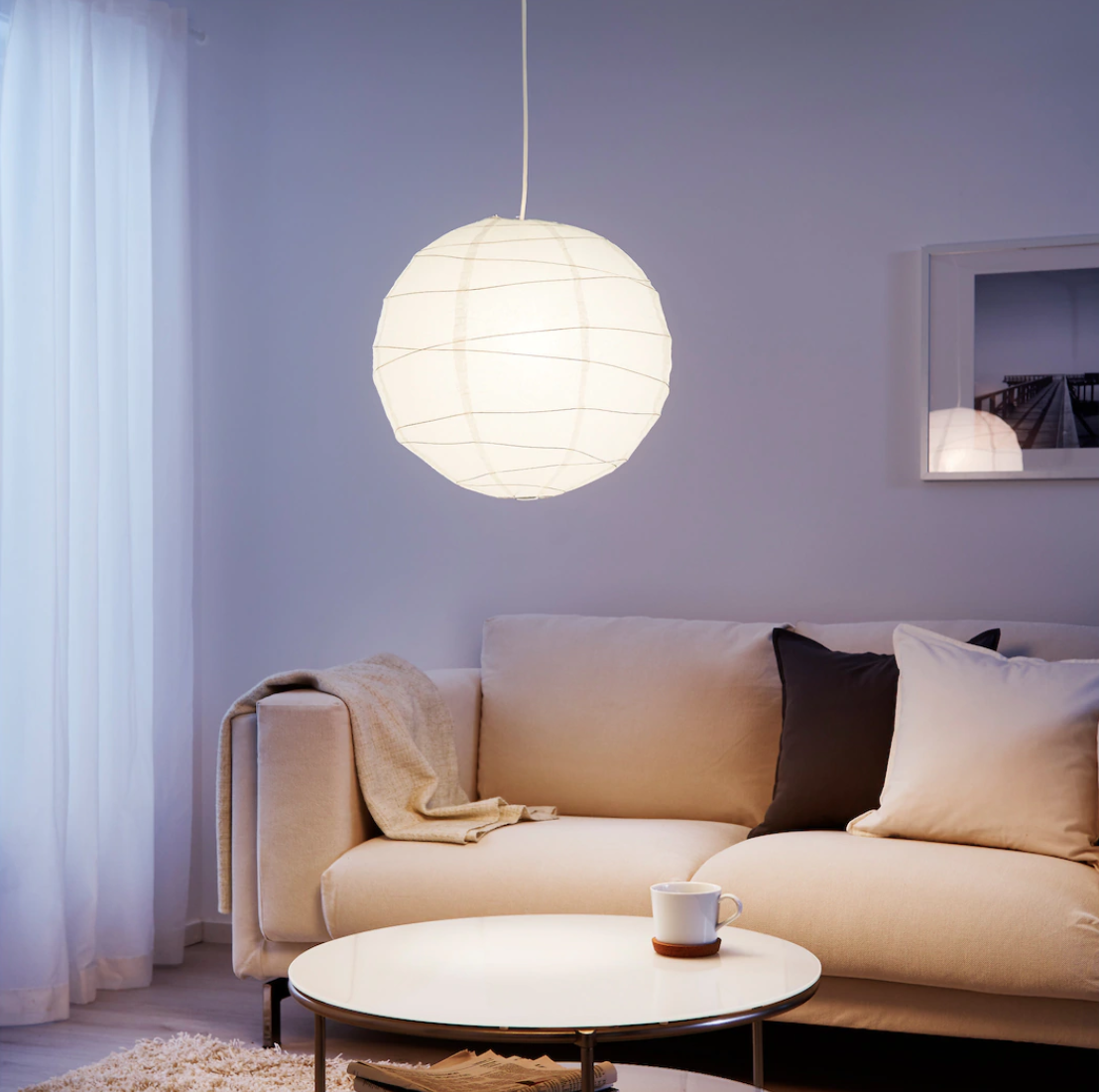 Ikea Regolit Unique Handmade 45cm White Rice Paper Pendant Ceiling