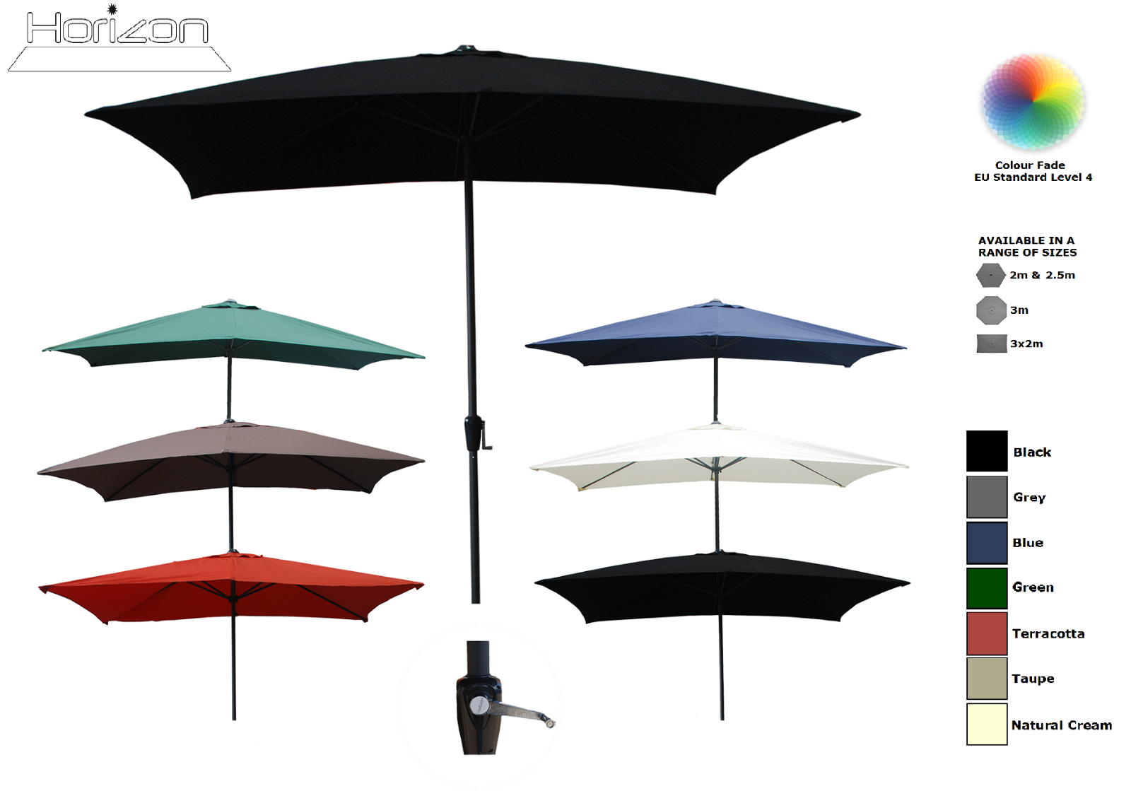 2m half parasol