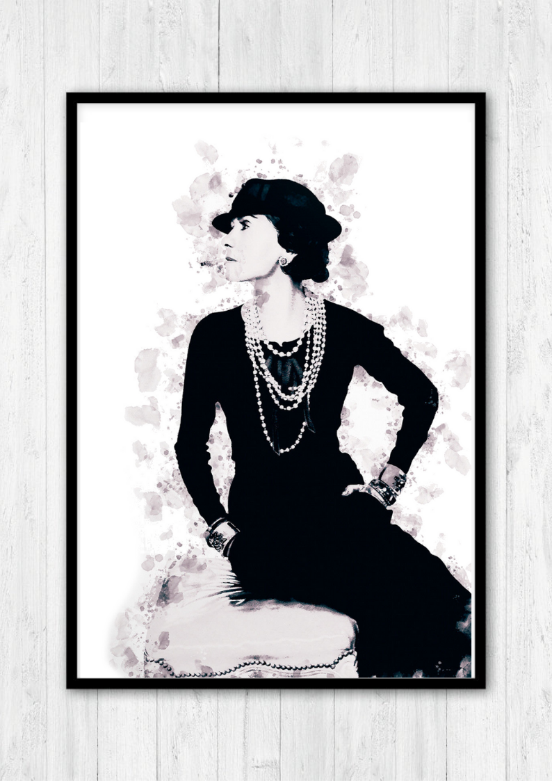 Druck Kunstdruck Portrat Coco Chanel Mode Fashion Ikone Schwarz Bild Neu Eur 7 95 Picclick De