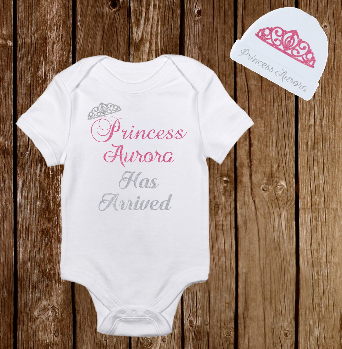 PERSONALISED Baby Sleepsuit Hat Gift Set Boy Girl Prince Princess Gro ANY NAME 1 