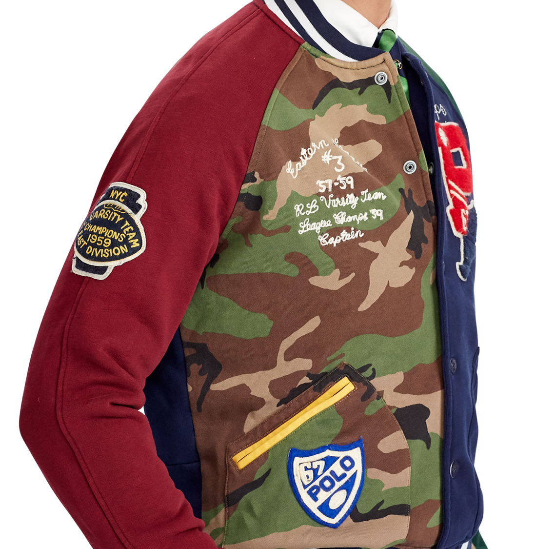 polo patchwork baseball jacket