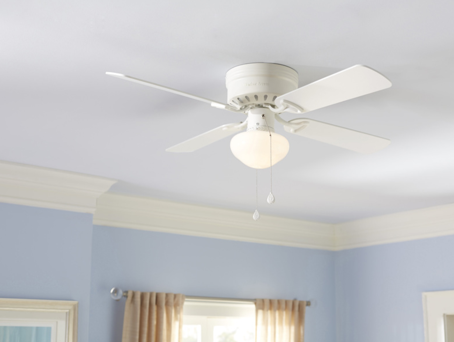 Led Flushmount Ceiling Fan All White Garage Indoor 42 Inch