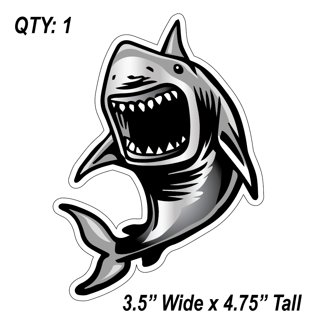 1 ONE Shark Wave Decal Sticker Car Boat Fishing Dive Beach Ocean Boating New