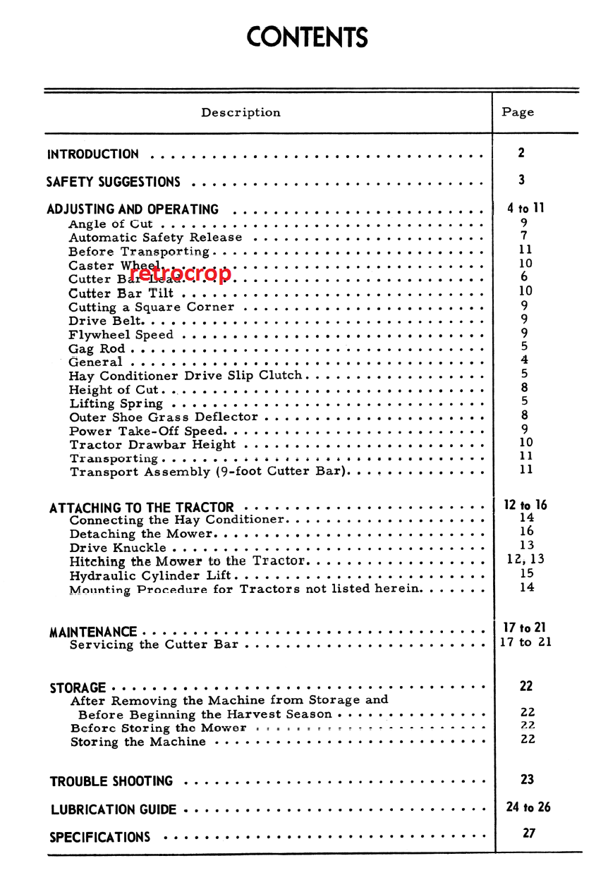 IH International Harvester 1000 2pt 3pt Hitch Balanced Head Sickle Mower  Manual