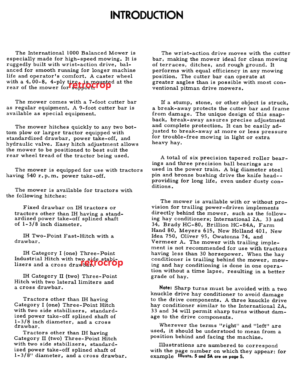 IH International Harvester 1300 3pt Balanced Head Sickle Mower Manual + Set  up