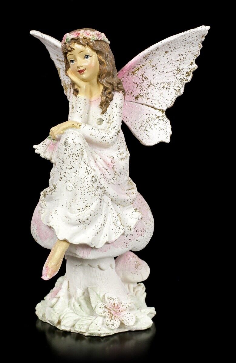 Lupiana streichelt Wolf Fee Elfe Statue Fairy Fantasy Deko Engel Figur 53 cm