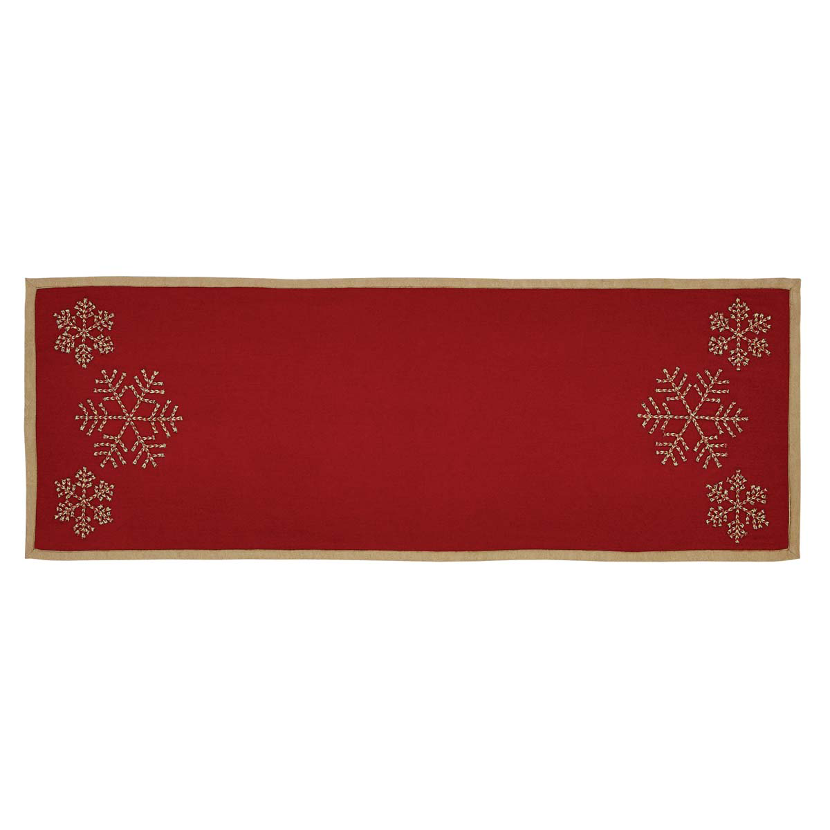 SNOWFLAKE BURLAP Runner Snow White Stencil Fringe Rustic Primitive Table 13x36
