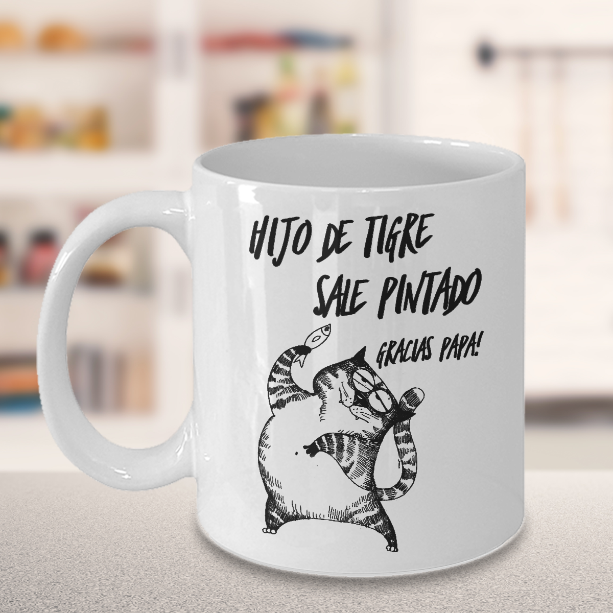 Taza de cafe gatos chistosas ; mugs in spanish ; regalo para padre