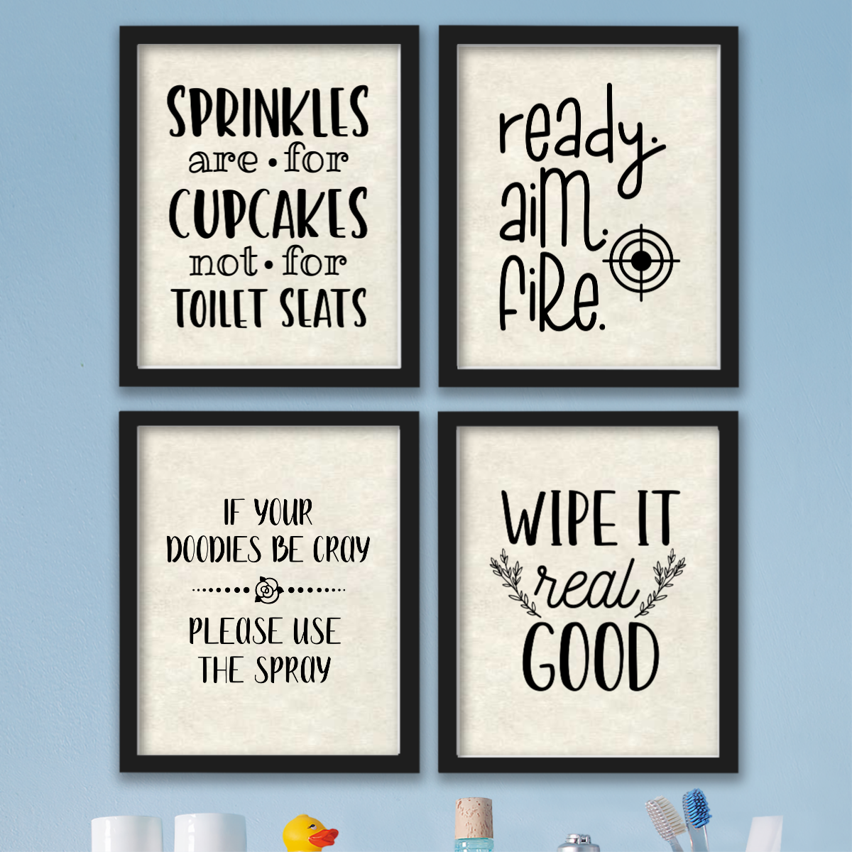 FUNNY BATHROOM WALL Art Prints Farmhouse Decor Quotes Signs Pictures