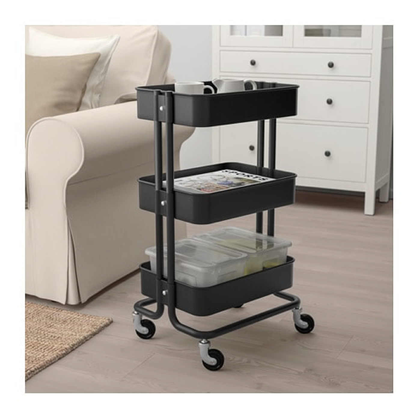 Ikea Cart Storage Rolling Kitchen Bathroom Draggan Silver Brand