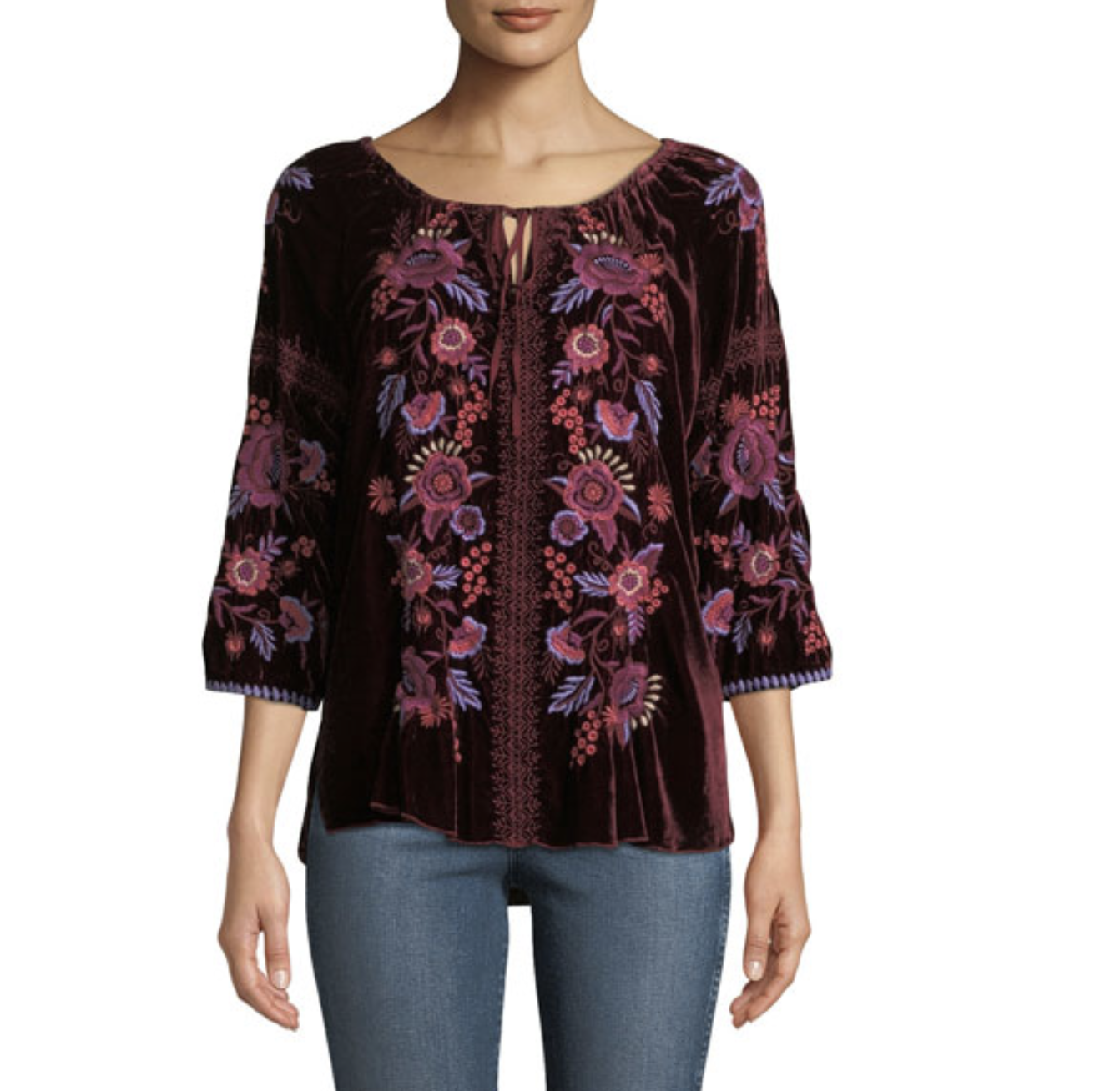 johnny was elim velvet peasant blouse