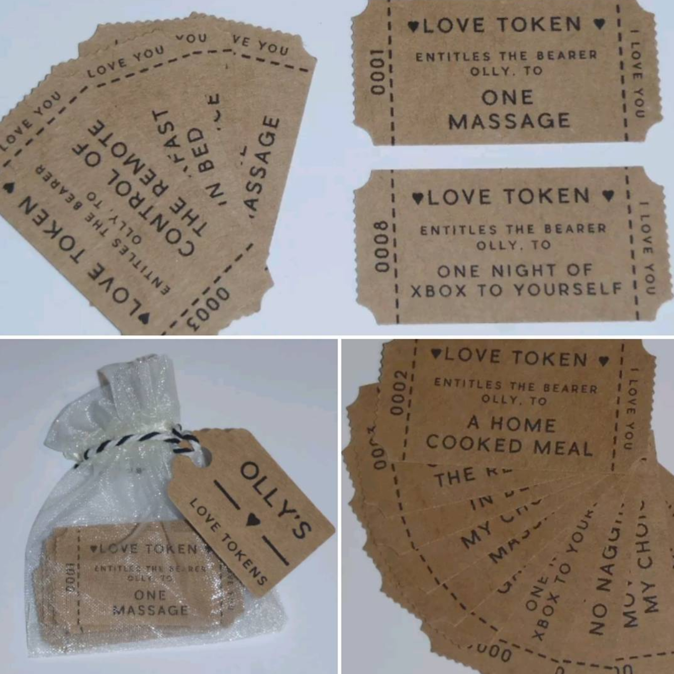Customised Bag 15 Love Tokens Vouchers Date Idea Valentines Personalised Coupons Eur 6 97 Picclick Fr