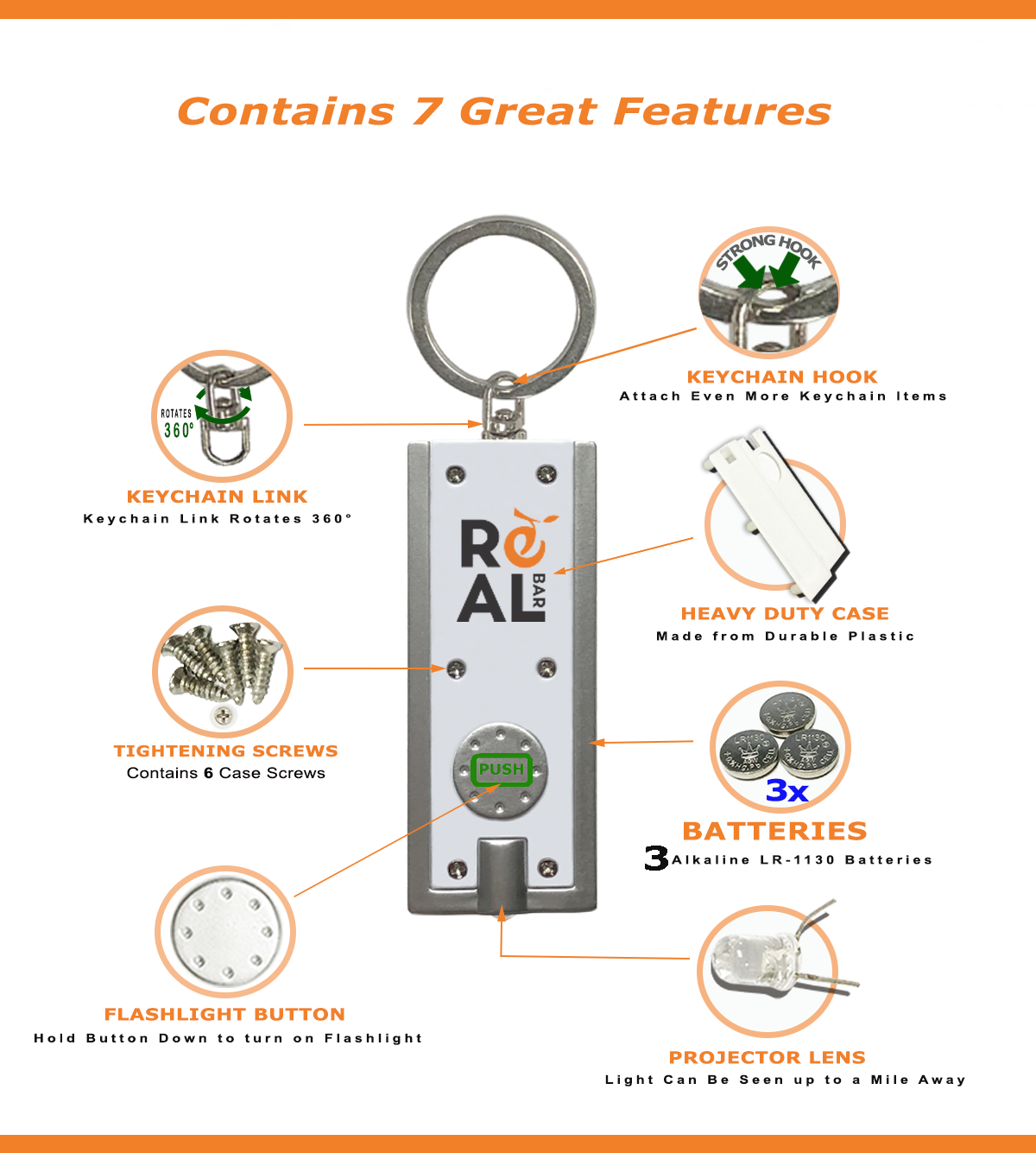 Details about   Fermalife/Organic Real Bar Mini LED Keychain Flashlights 5-500