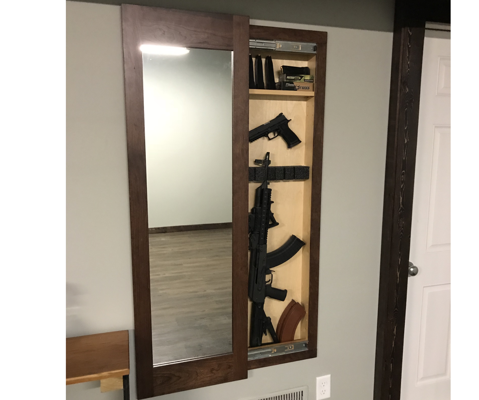 Mirror Safe Rifle Shotgun Pistol In Wall Gun Cabinet