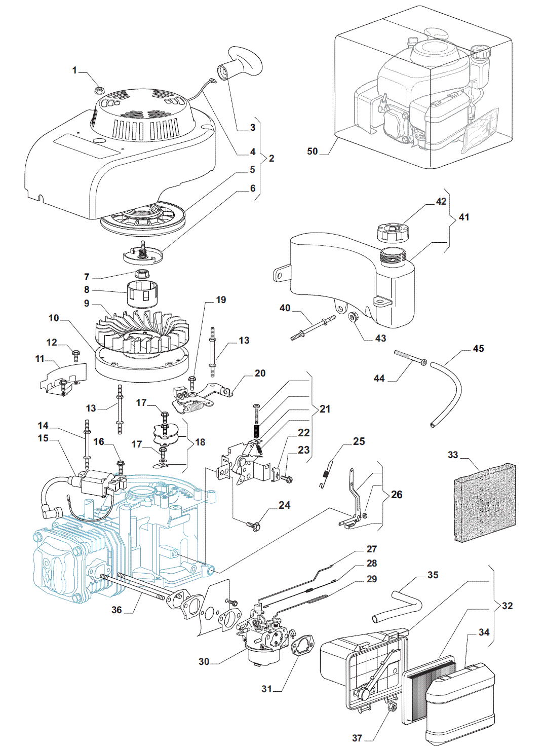 1 sur 3 Mountfield HP454 Petrol Lawnmower RM45 Engine External Engine Parts  2013-2015